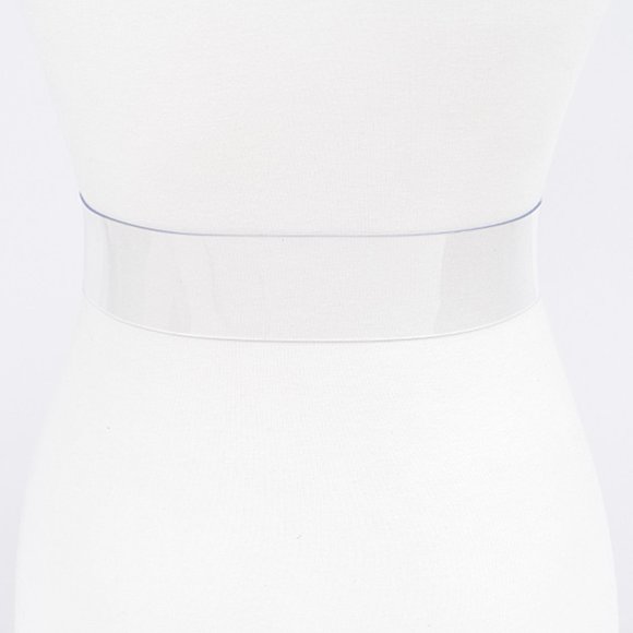 BNWT Plus Size Crystal Square Buckle Cleared Transparent Fashion Belt - Picture 3 of 5